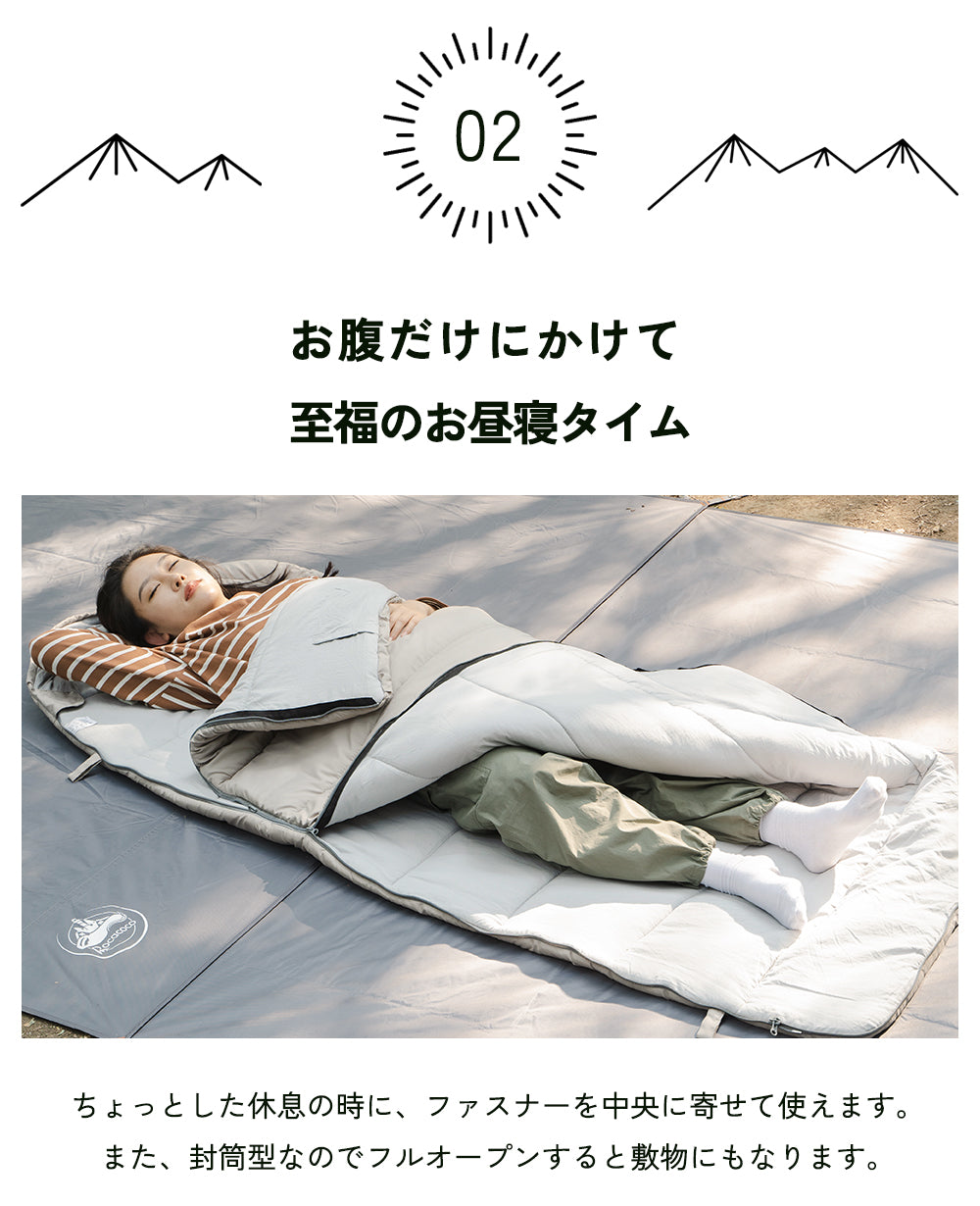 連結可！】3WAY 寝袋 シュラフ 極限温度-15℃ クッション ブランケット